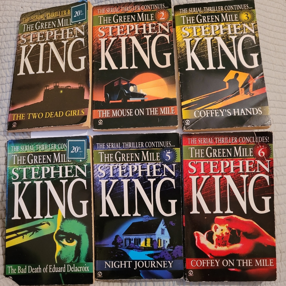 😈STEPHEN KING THE GREEN MILE 1996 SIGNET  - 6 COMPLETE PAPER BACKS